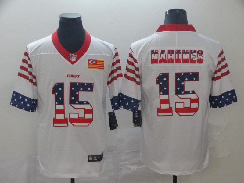 Men Kansas City Chiefs #15 Mahomes White Retro USA Flag Nike NFL Jerseys->pittsburgh steelers->NFL Jersey